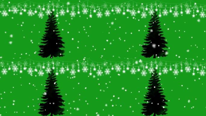 圣诞装饰和降雪绿屏运动图形