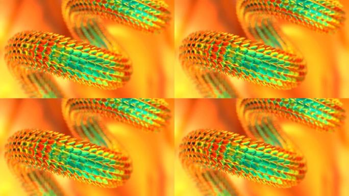 明亮生动的蛇体移动特写3D 4k可循环动画