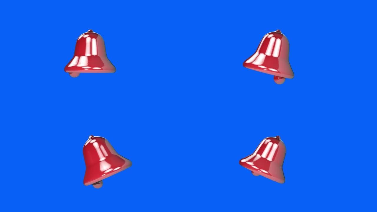 铃声3d动画，铃声符号，红色通知铃声。