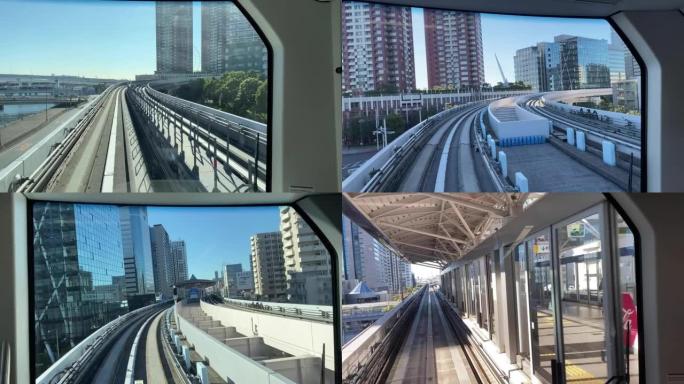 skytrain窗口列车的全高清交通镜头点即将到来并停止