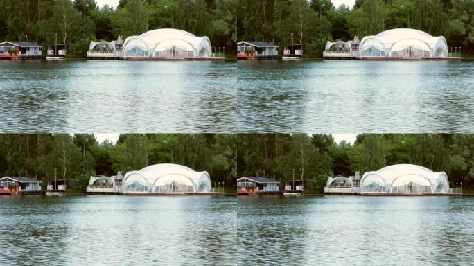 View of the luxurious white tent and gazebo for ce