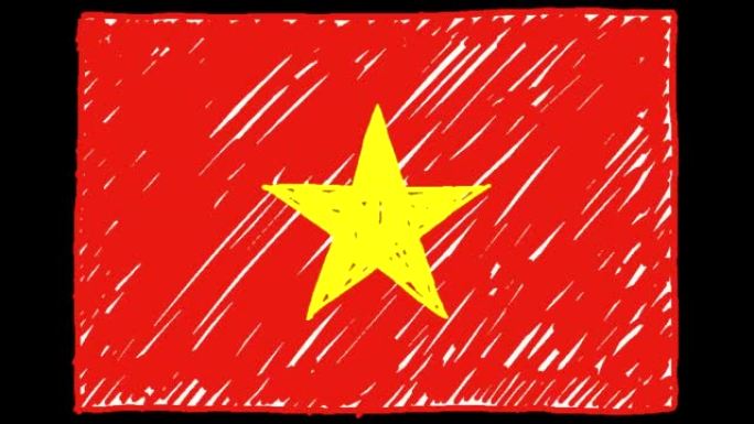 越南国家国旗标记或铅笔素描循环动画视频
