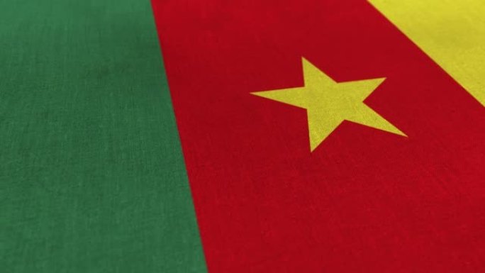喀麦隆国旗动画库存视频-喀麦隆国旗纹理3d渲染背景-高度详细的织物图案