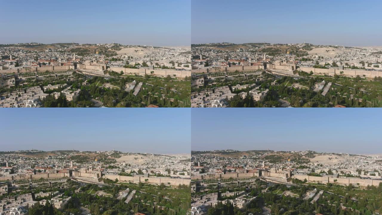 旧城的耶路撒冷在夏天鸟瞰图，2022
