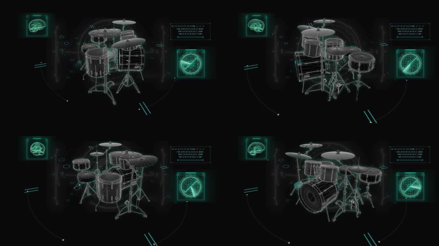 架子鼓HUD科技界面展示素材