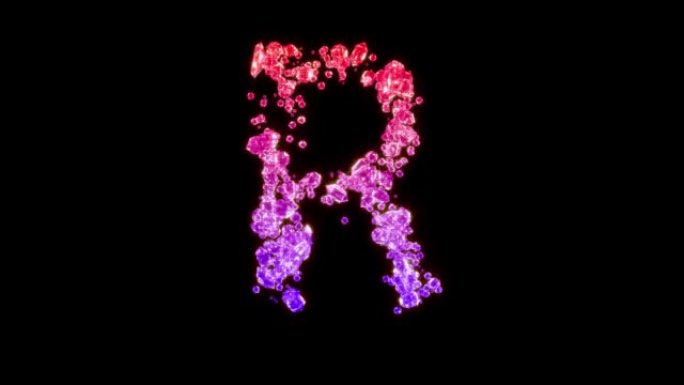 花式红色和紫色迷人宝石字母R，孤立循环视频