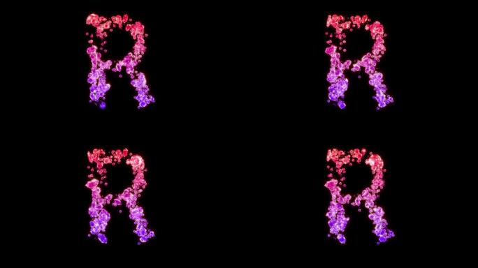 花式红色和紫色迷人宝石字母R，孤立循环视频