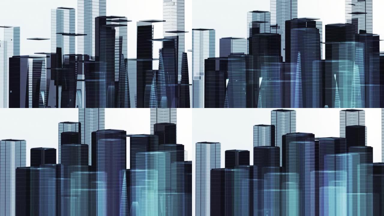 数字城市摩天大楼科技城市素材拔地而起虚拟