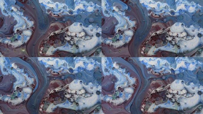 亚克力倒彩色液体大理石抽象表面设计。