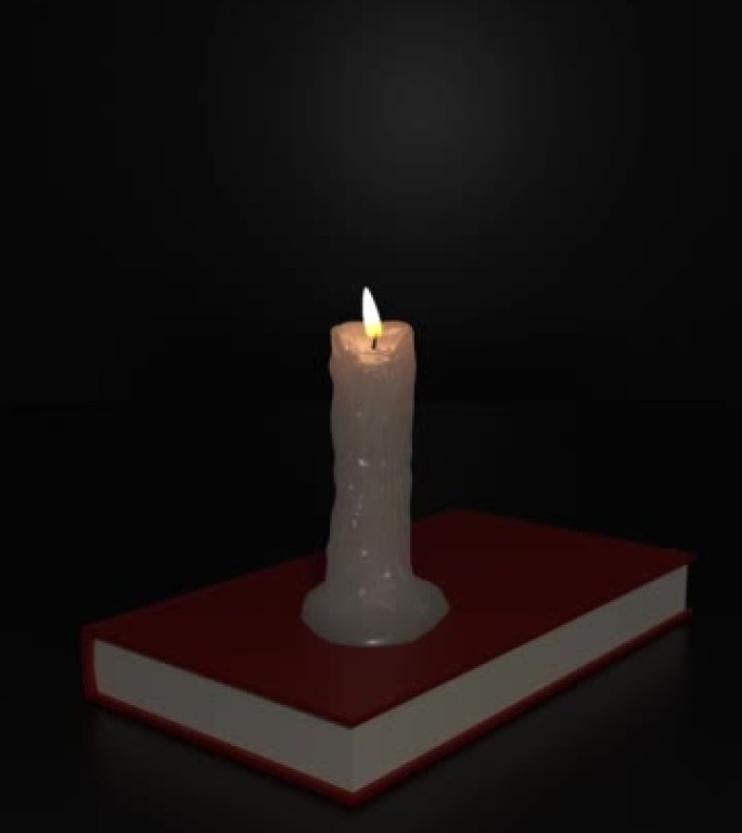 4k分辨率黑色背景下红皮书万圣节场景上的垂直蜡烛