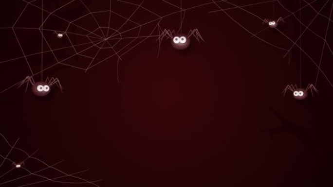 万圣节背景蜘蛛和蜘蛛网，无缝循环的3D动画