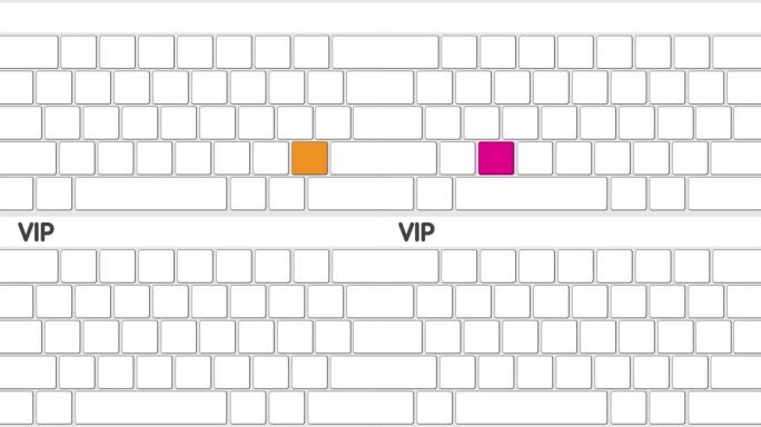 在白色电脑键盘上写VIP这个词。