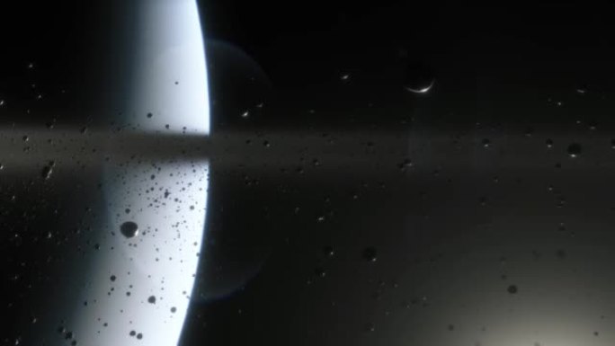 由岩石，灰尘和冰制成的土星环的电影动画。土星行星是太阳系的巨大行星，拥有美丽的环。行星附近的小行星场