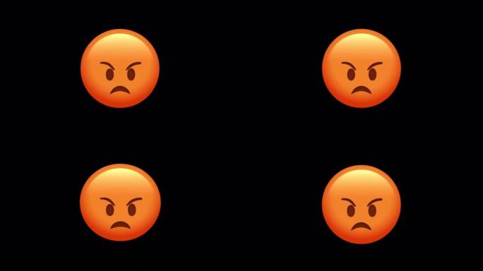 动画愤怒的表情符号。无缝循环。Alpha通道背景上的4k卡通表情表情动画。社交媒体表达情感和情感共享