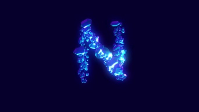 神奇的蓝色钻石或水晶字体-字母N，孤立循环视频