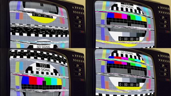 毛刺电视静态噪声失真信号问题错误视频损坏复古风格80s测试图