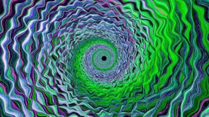 Spiral tunnel of colorful waves - video effect