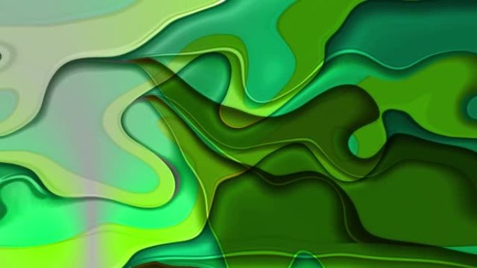 抽象渐变绿色七彩光滑液体大理石动画4k背景