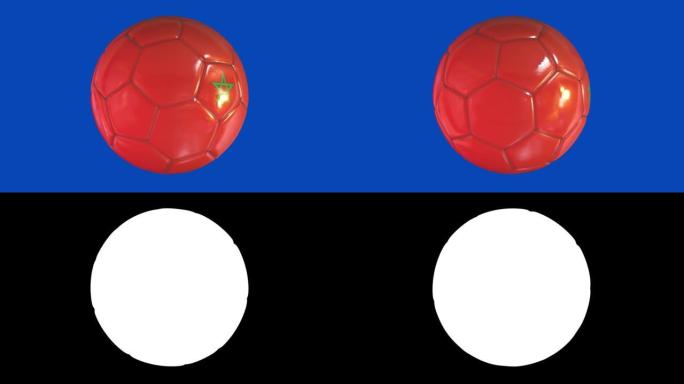 摩洛哥国旗足球。色度键和哑光。循环股票视频