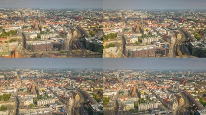 布拉格城市景观空中全景4k延时飞行