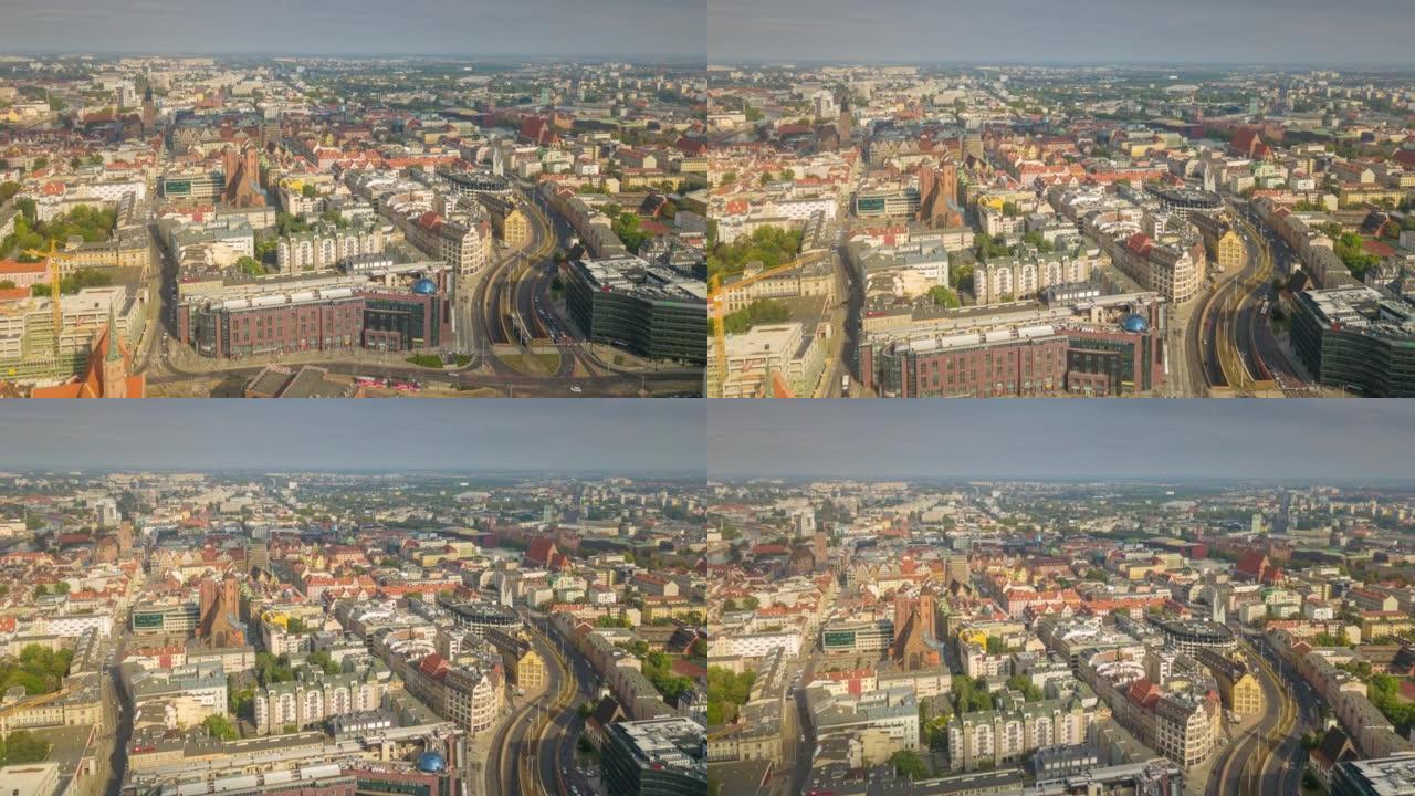 布拉格城市景观空中全景4k延时飞行