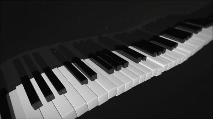 钢琴键，带有黑白移动键的3D动画