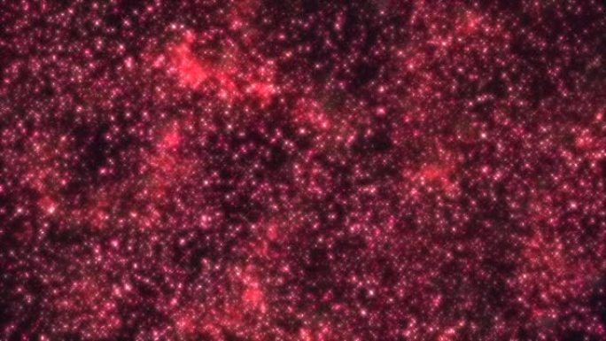 星系中的红色星空和苍蝇闪光和粒子