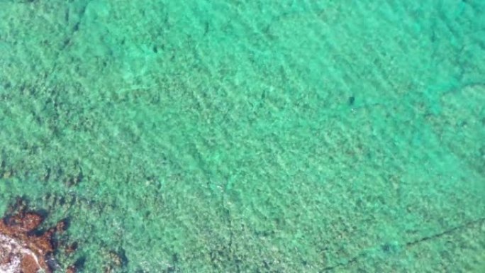 清澈的绿松石海和海浪的鸟瞰图