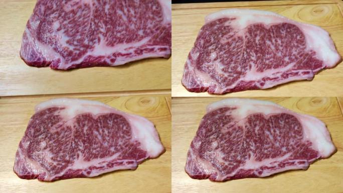 鹿儿岛A5 Wagyu Ribeye来自日本九州野崎农场。高档肉类，烹饪概念