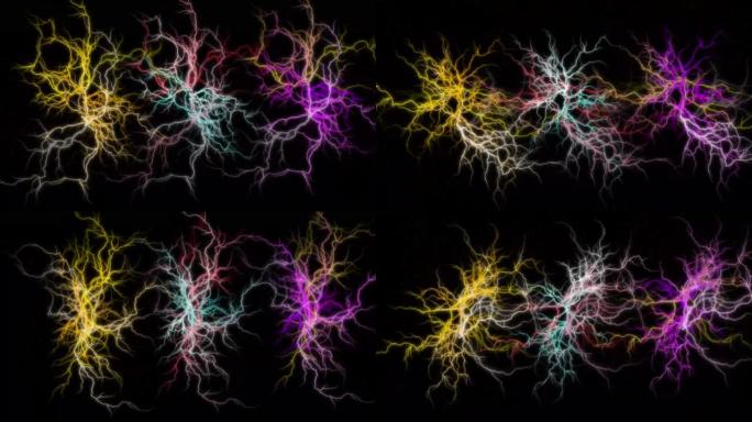 彩色闪电场彩色闪电特效抽象色彩渲染技能光
