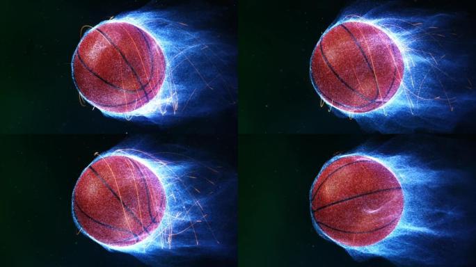 篮球在火焰中飞行4k循环