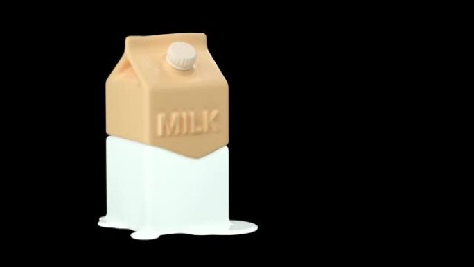 Cartoon milk in paper package, alpha channel loope