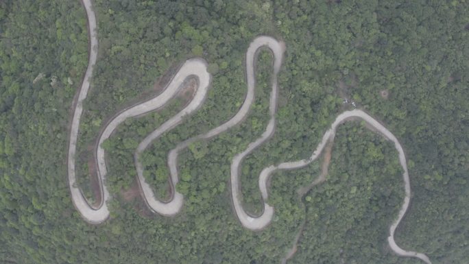 广东省惠州市龙门县雨后南昆山蜿蜒曲折山路