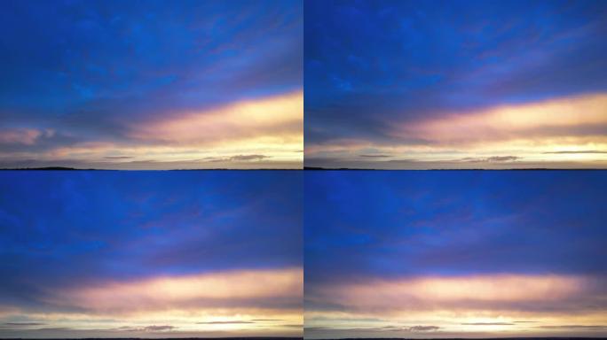 英格兰卢顿市日落时戏剧性的红色天空
