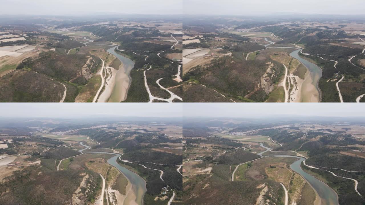 葡萄牙法鲁里贝拉德塞克斯河沿岸普拉亚德奥德塞克斯的鸟瞰图。