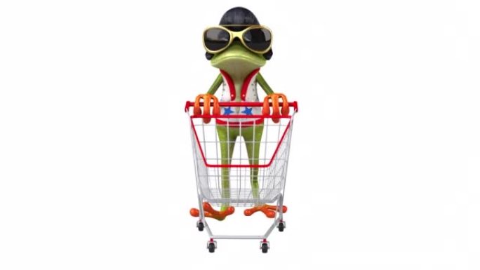 有趣的青蛙摇滚购物3D卡通动画