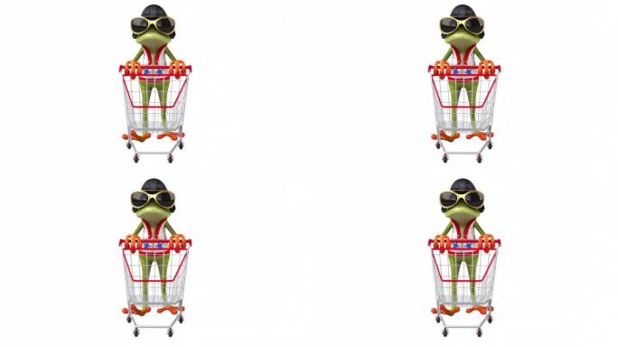 有趣的青蛙摇滚购物3D卡通动画