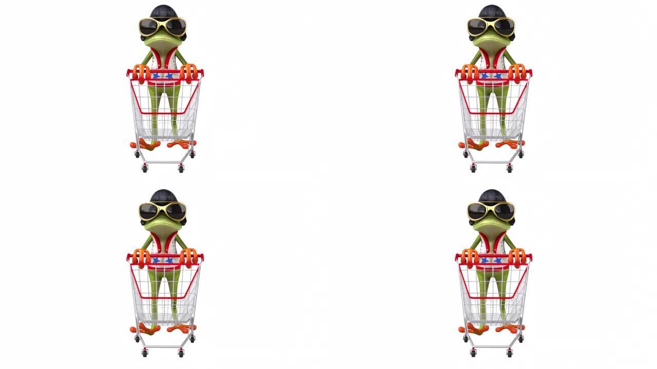 有趣的青蛙摇滚购物3D卡通动画