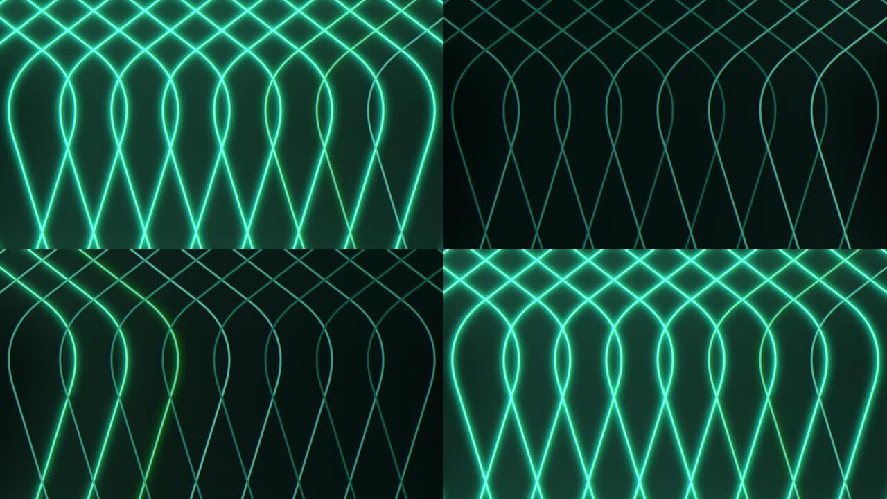 绿色霓虹色的几何线条图案