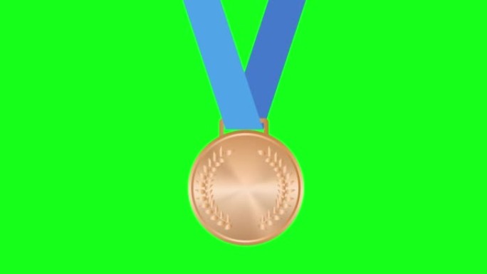 铜牌。青铜第三位徽章。体育比赛铜牌挑战赛。红丝带