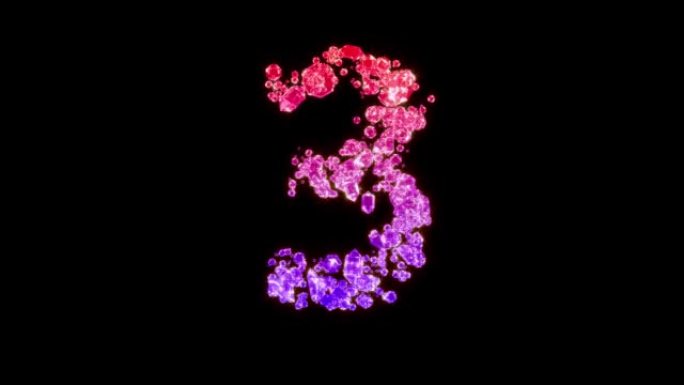 fancy red and pink lux gems alphabet - number 3, i