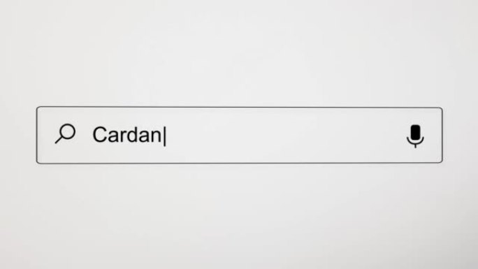 在PC屏幕上的Internet搜索引擎Web浏览器中搜索 “Cardano”。4k分辨率。