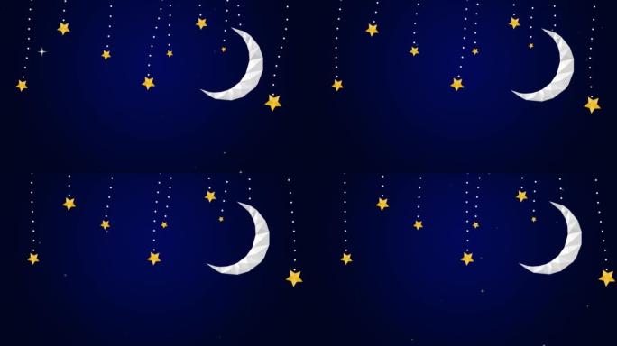 背景童话与月亮和星星睡觉-4k股票视频
