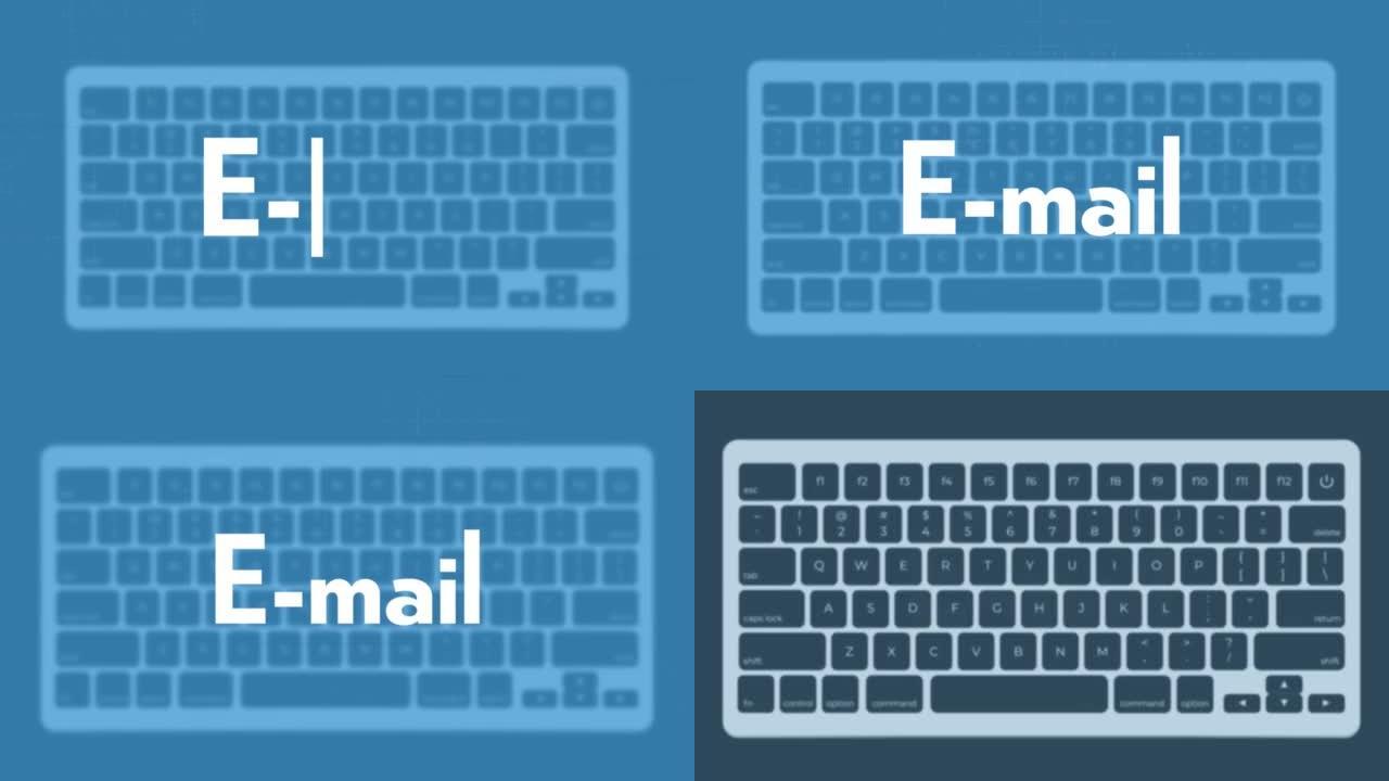 电子邮件标题。灰色背景上带有键盘模板的现代平面web模板