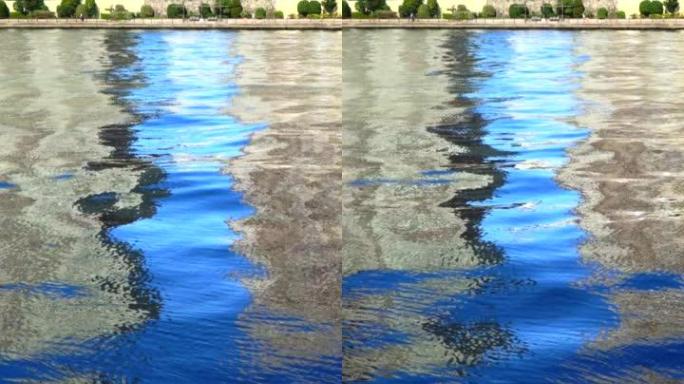 Water surface reflecting buildings