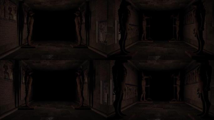 3D动画中的黑暗埃及走廊