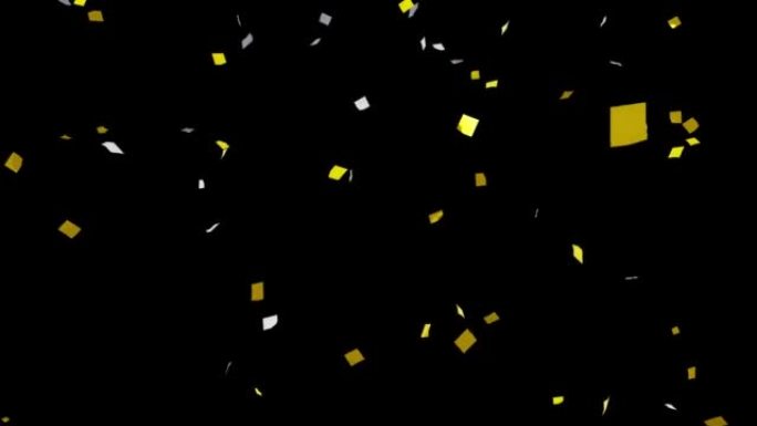 金色和银色五彩纸屑落在黑色背景上的动画视频