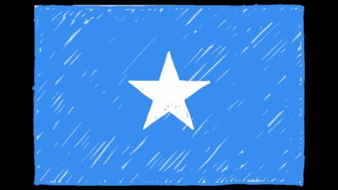 索马里国家国旗标记或铅笔素描循环动画视频