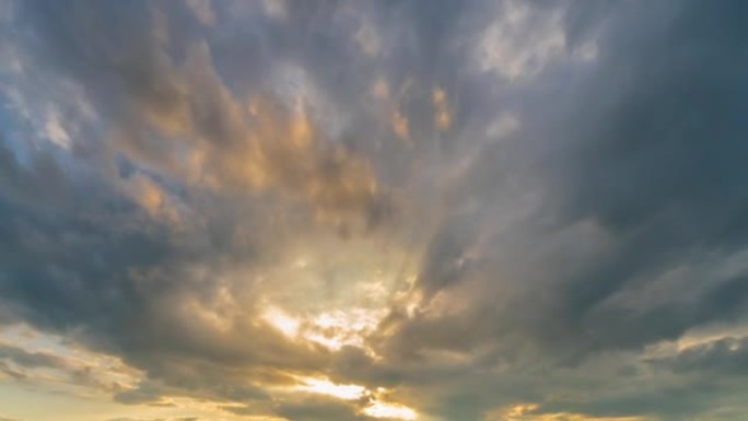 云层移动和日落时间流逝4K