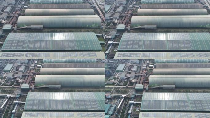 为炼油厂和化工厂提供能源的太阳能发电厂的鸟瞰图